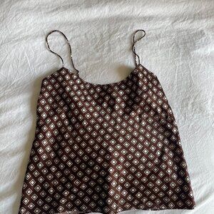 Reformation Brown 100% Silk Top